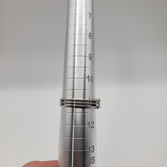 Touchstone Crystal Swarovski Sterling Silver Trio Ring Size 11 - Picture 7 of 7